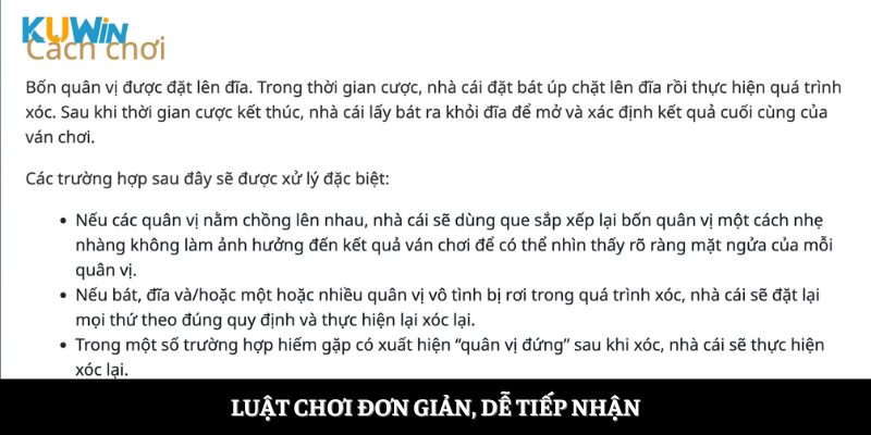 Luật chơi đơn giản, dễ tiếp nhận